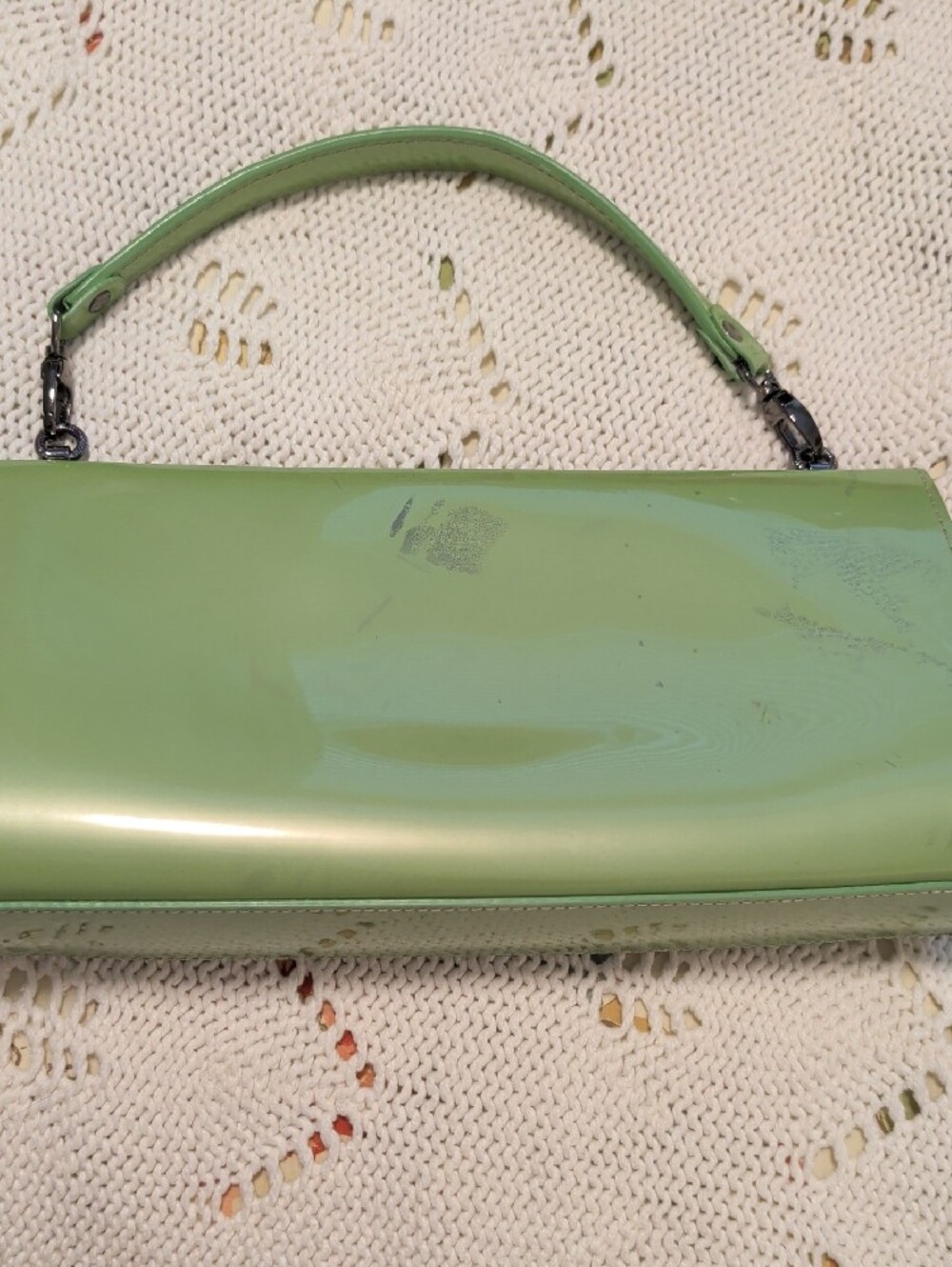 VINTAGE -Mint Green Patent Leather Women's Stylish Handbag - Picture 2 of 10
